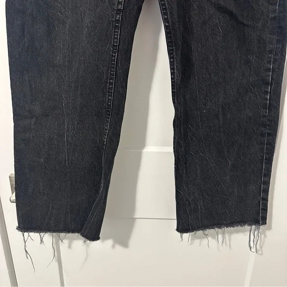 Zara Black Distressed Straight Leg Jeans Size 12 Women’s - Picture 2 of 9